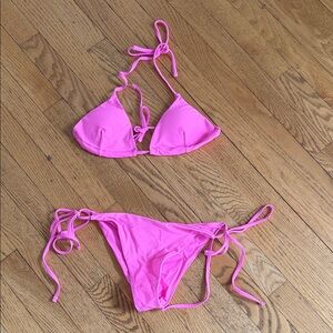 Source Unknown Neon Pink String Bikini
